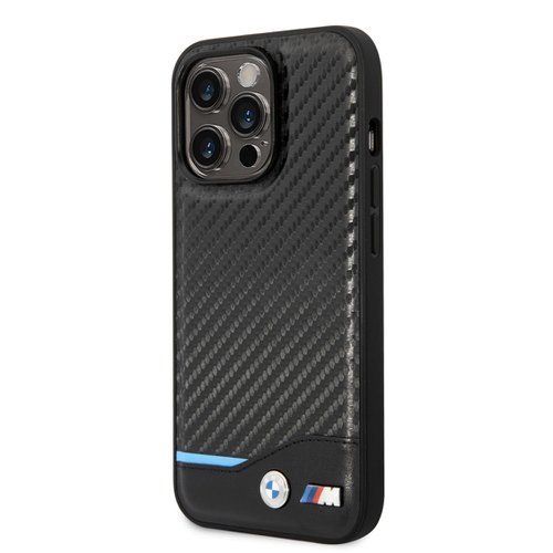 E-shop BMW M PU Carbon Blue Line Zadní Kryt pro iPhone 14 Pro Max Black