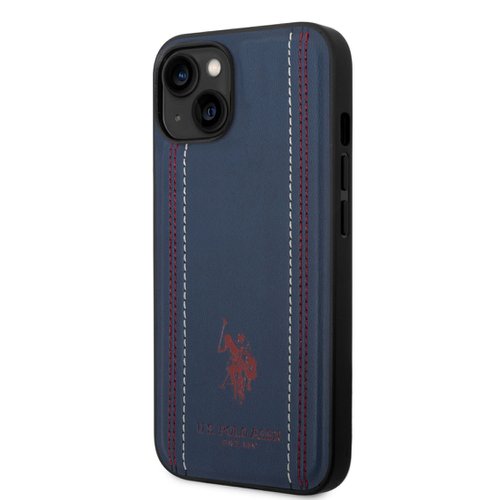 E-shop U.S. Polo PU Leather Stitched Lines Zadní Kryt pro iPhone 14 Plus Navy