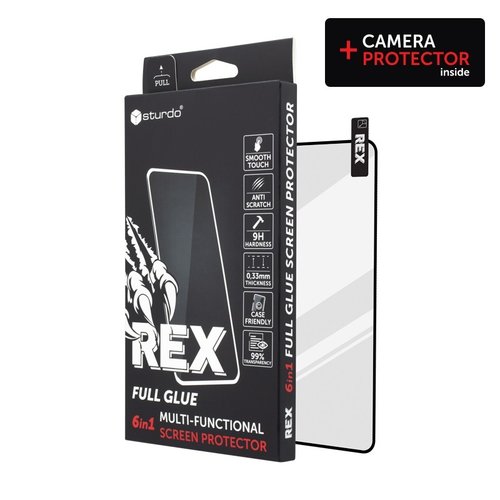Ochranné sklo celotvárové + Ochranné sklo na kameru Samsung Galaxy A04s, Sturdo Rex, čierne