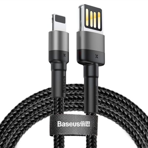 E-shop Baseus CALKLF-GG1 Cafule Kabel USB to Lightning Double Sided 2.4A 1m Grey/Black