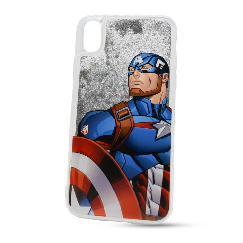 Puzdro Marvel TPU iPhone XR Liquid Captain Amerika vzor 011 (licencia) - transparentné