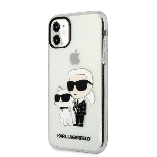 Puzdro Karl Lagerfeld IML Glitter Puzdro Karl and Choupette NFT iPhone 11 - transparentné