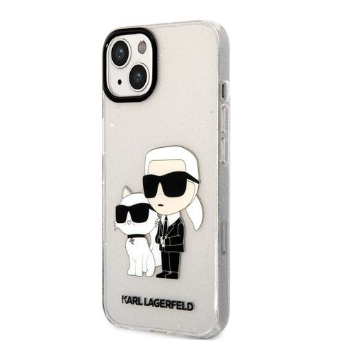 Puzdro Karl Lagerfeld IML Glitter Karl and Choupette NFT iPhone 13 - transparentné