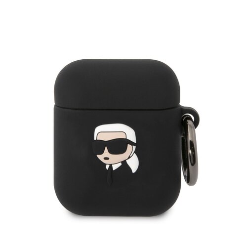 E-shop Karl Lagerfeld 3D Logo NFT Karl Head Silikonové Pouzdro pro Airpods 1/2 Black