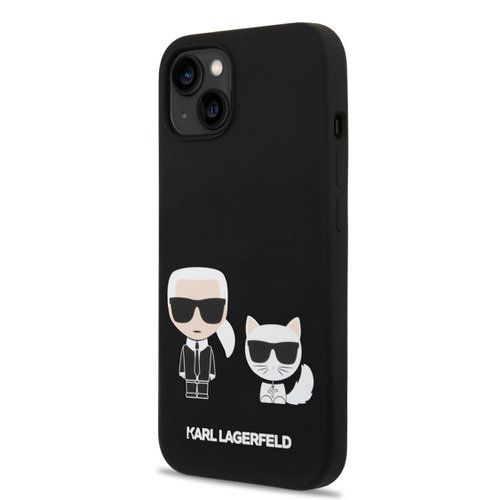 Puzdro Karl Lagerfeld MagSafe Liquid Silicone Karl and Choupette iPhone 14 Plus - čierne