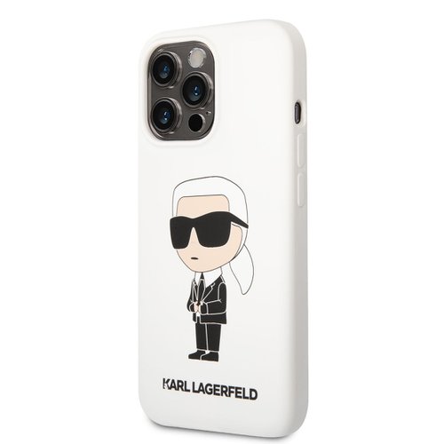 Puzdro Karl Lagerfeld Liquid Silicone Ikonik NFT iPhone 13 Pro - biele