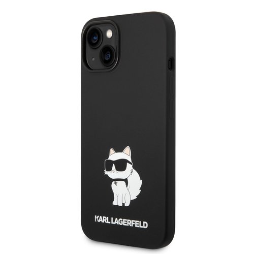 Puzdro Karl Lagerfeld Liquid Silicone Choupette NFT iPhone 14 Plus - čierne