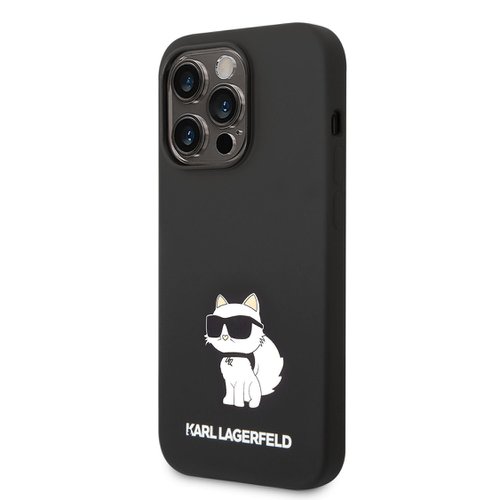 Puzdro Karl Lagerfeld Liquid Silicone Choupette NFT iPhone 14 Pro - čierne