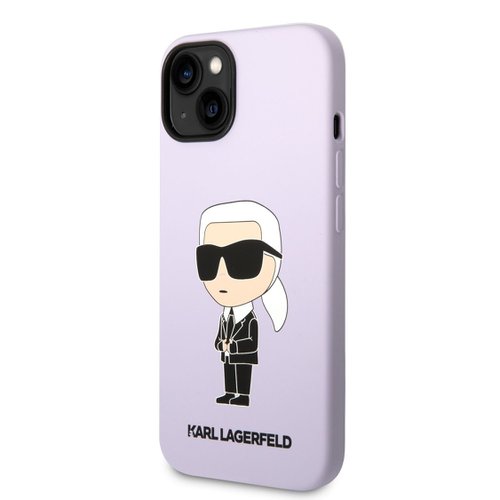 Puzdro Karl Lagerfeld Liquid Silicone Ikonik NFT iPhone 14 Plus - fialové