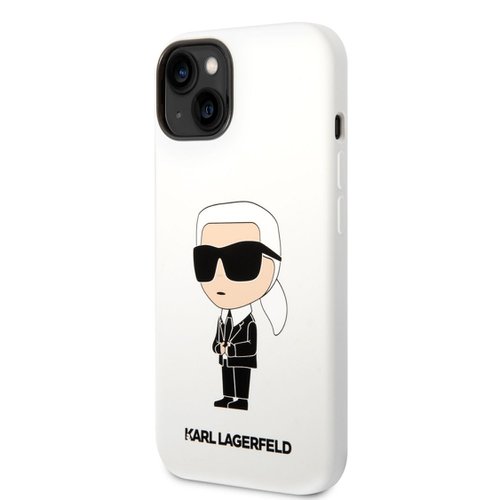 Puzdro Karl Lagerfeld Liquid Silicone Ikonik NFT iPhone 14 Plus - biele