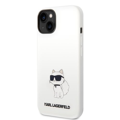 Puzdro Karl Lagerfeld Liquid Silicone Choupette NFT iPhone 14 Plus - biele