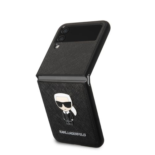 Puzdro Karl Lagerfeld PU Saffiano Ikonik Samsung Galaxy Z Flip 4 - čierne