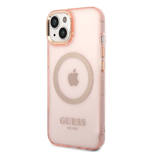 Puzdro Guess Translucent MagSafe iPhone 14 Plus - ružové