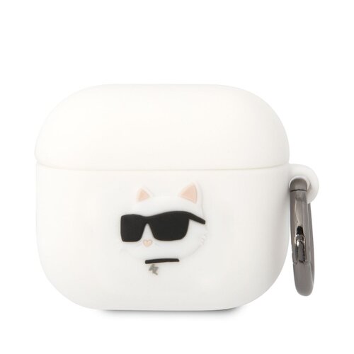 E-shop Karl Lagerfeld 3D Logo NFT Choupette Head Silikonové Pouzdro pro Airpods 3 White