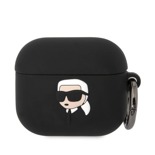 E-shop Karl Lagerfeld 3D Logo NFT Karl Head Silikonové Pouzdro pro Airpods 3 Black