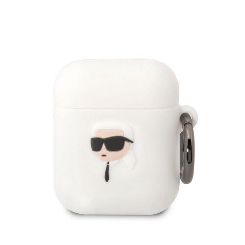 E-shop Karl Lagerfeld 3D Logo NFT Karl Head Silikonové Pouzdro pro Airpods 1/2 White