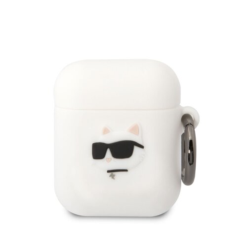E-shop Karl Lagerfeld 3D Logo NFT Choupette Head Silikonové Pouzdro pro Airpods 1/2 White