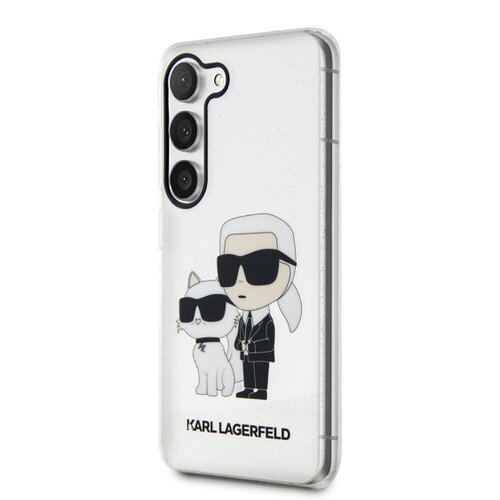 Puzdro Karl Lagerfeld IML Glitter Karl and Choupette NFT Samsung Galaxy S23 Plus - transparentné