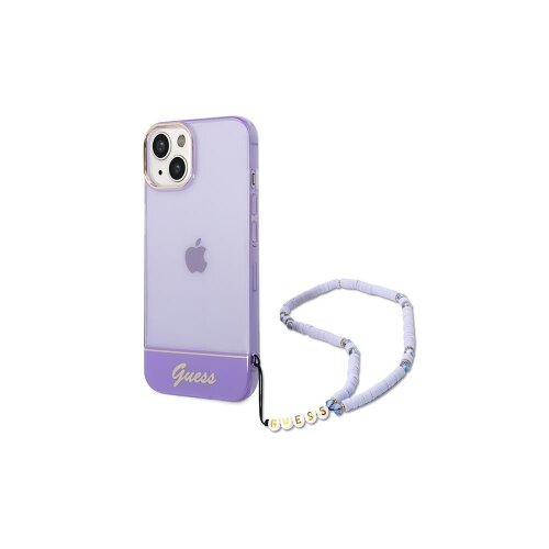Guess case for iPhone 14 Plus 6,7" GUHCP14MHGCOHU purple hardcase Translucent Pearl Strap