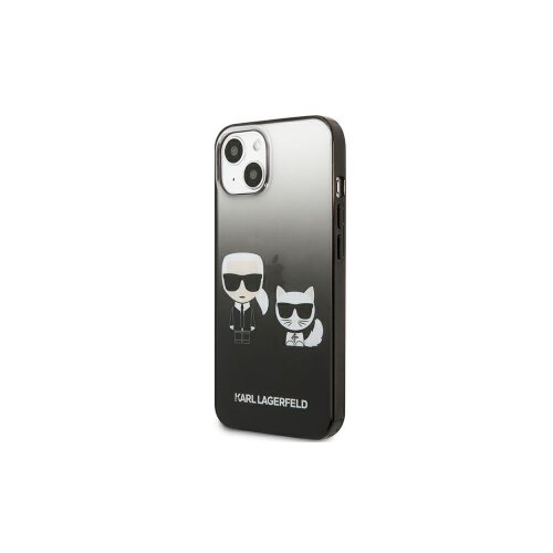 E-shop Puzdro Karl Lagerfeld iPhone 13 KLHCP13MTGKCK black hard case Karl & Choupette Head Gradient