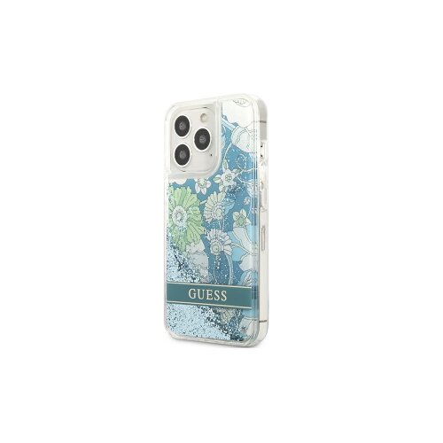 E-shop Guess case for iPhone 13 / 13 Pro 6,1&quot; GUHCP13LLFLSN green hard case Flower Liquid Glitter