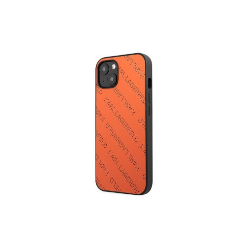 Puzdro Karl Lagerfeld iPhone 13 Mini KLHCP13SPTLO orange hard case Allover Logo
