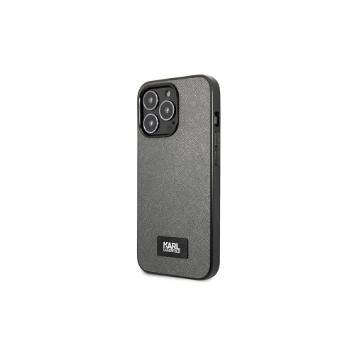 Puzdro Karl Lagerfeld iPhone 13 Pro KLHCP13LSFMP2DG silver hard case Saffiano Logo