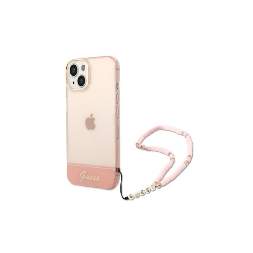 Guess case for iPhone 14 Plus 6,7" GUHCP14MHGCOHP pink hardcase Translucent Pearl Strap