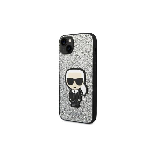 Puzdro Karl Lagerfeld iPhone 14 KLHCP14SGFKPG silver HC Glitter Flakes Ikonik