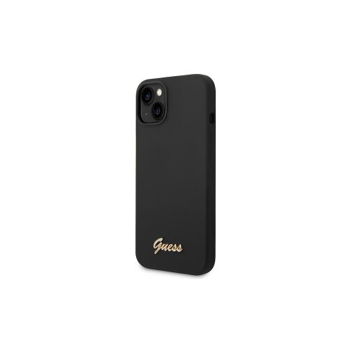 Guess case for iPhone 14 Pro 6,1" GUHCP14LSLSMK black hard case Silicone Vintage Gold Logo