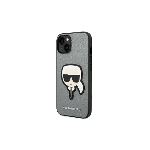 Puzdro Karl Lagerfeld iPhone 14 Pro Max KLHCP14XSAPKHG silver PU Saffiano case with Kar