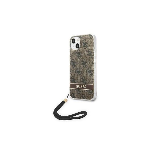 Guess case for iPhone 14 Plus 6,7" GUOHCP14MH4STW brown HC PC/TPU Print 4G Cord