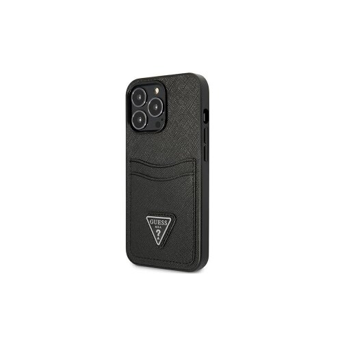 Guess case for IPhone 13 Pro 6,1" GUHCP13LPSATPK hard case black Saffiano Double Card Triangle