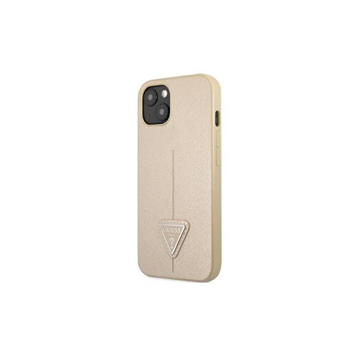 Guess case for iPhone 14 Pro 6,1" GUHCP14LPSATLE beige HC Saffiano PU Triangle