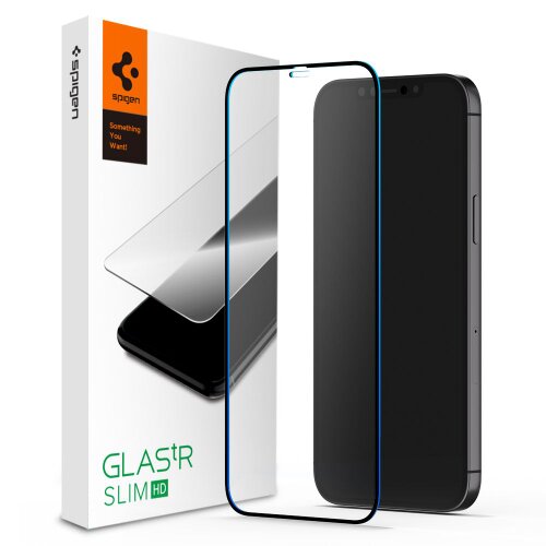 E-shop Spigen Tempered Glass FC iPhone 12/ iPhone 12 Pro black