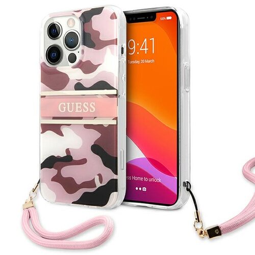 E-shop Guess case for iPhone 13 Mini 5,4&quot; GUHCP13SKCABPI pink hard case Camo Strap Collection