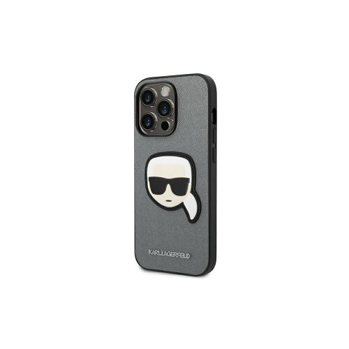 Karl Lagerfeld case for iPhone 14 Pro 6,1" KLHCP14LSAPKHG silver PU Saffiano case with Karl He