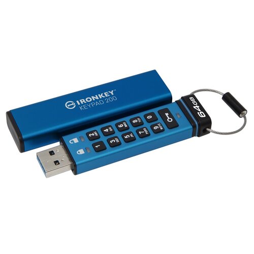 E-shop Kingston IronKey Keypad 200/64GB/USB 3.2/USB-A/Modrá