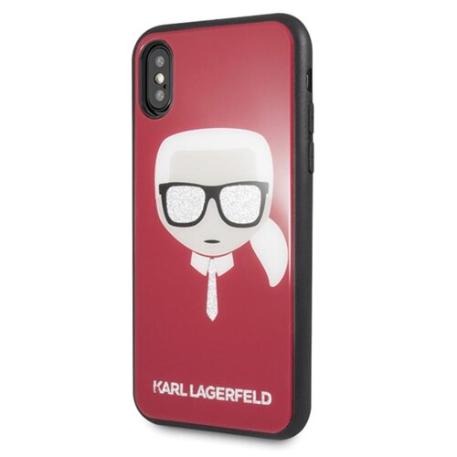Karl Lagerfeld case for iPhone X / XS KLHCPXDLHRE red hard case Iconic Iconic Glitter Karl\'s Head