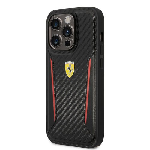 E-shop Ferrari PU Carbon Zadní Kryt pro iPhone 14 Pro Black