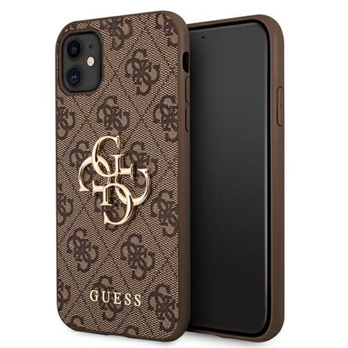 E-shop Guess case for iPhone 11 GUHCN614GMGBR brown hard case 4G Big Metal Logo