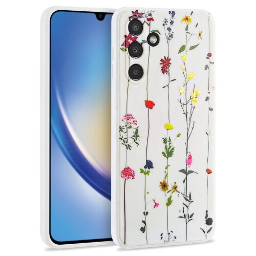 E-shop Puzdro Tech-Protect Samsung Galaxy A34 5G, Lúčne kvety - biele