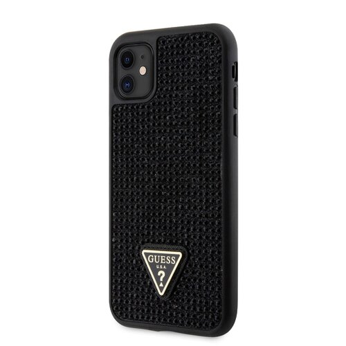 Puzdro Guess Rhinestones Triangle Metal Logo iPhone 11 - čierne