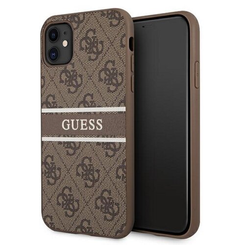 E-shop Guess case for iPhone 11 GUHCN614GDBR brown hard case 4G Stripe