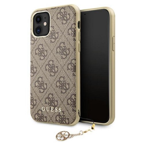E-shop Guess case for iPhone 11 GUHCN61GF4GBR brown hard case 4G Charms