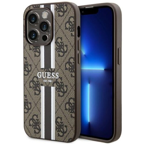 E-shop Guess case for iPhone 14 Pro 6,1&quot; GUHMP14LP4RPSW brown harcase Magsafe 4G Printed Stripes