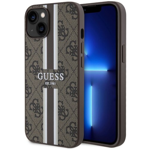 E-shop Guess case for iPhone 14 6,1&quot; GUHMP14SP4RPSW brown harcase Magsafe 4G Printed Stripes