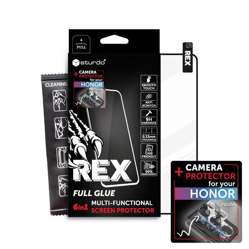 E-shop Ochranné sklo celotvárové + Ochranné sklo na kameru Honor 90 Lite, Sturdo Rex, čierne