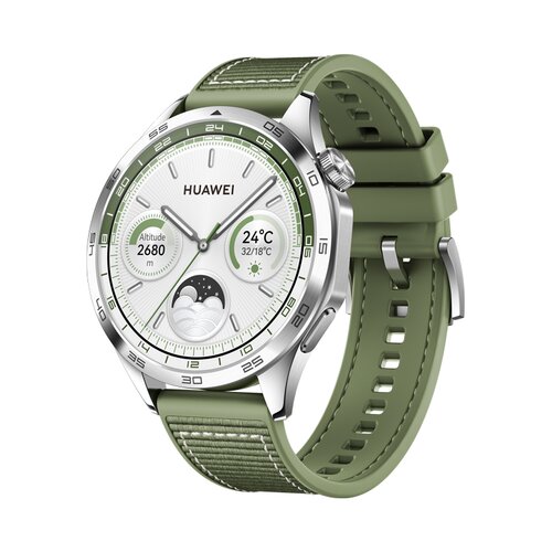 E-shop Huawei Watch GT 4 46mm, Strieborná s zeleným remienkom
