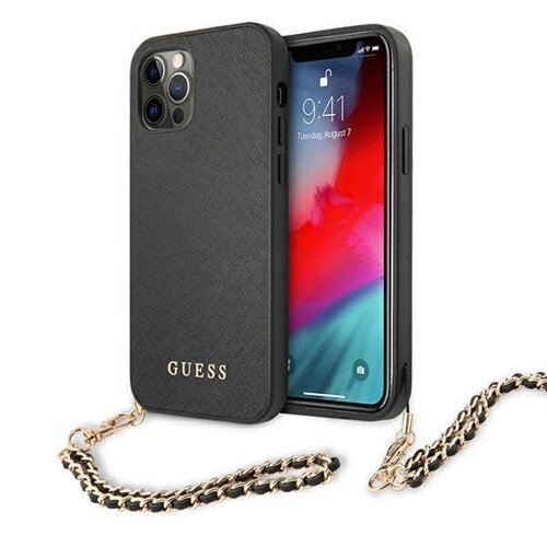 E-shop Guess case for iPhone 11 GUHCN61SASGBK black hard case Saffiano Chain